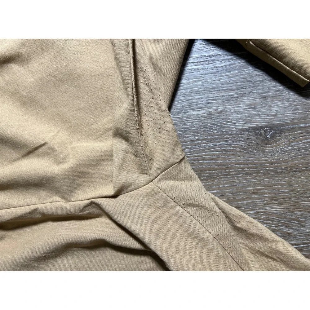 Unbranded‎ Tan Cotton Cropped Wide Leg Pants XL Elastic Waist Pockets Camel